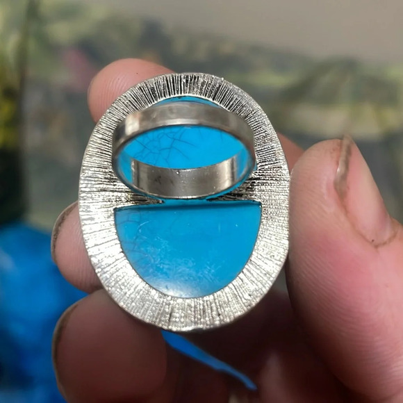 Turquoise and metal ring 💍 - Picture 6 of 6